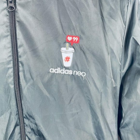 Adidas neo rare printed embroidered nice date bomber jacket size 10 - Picture 4 of 5